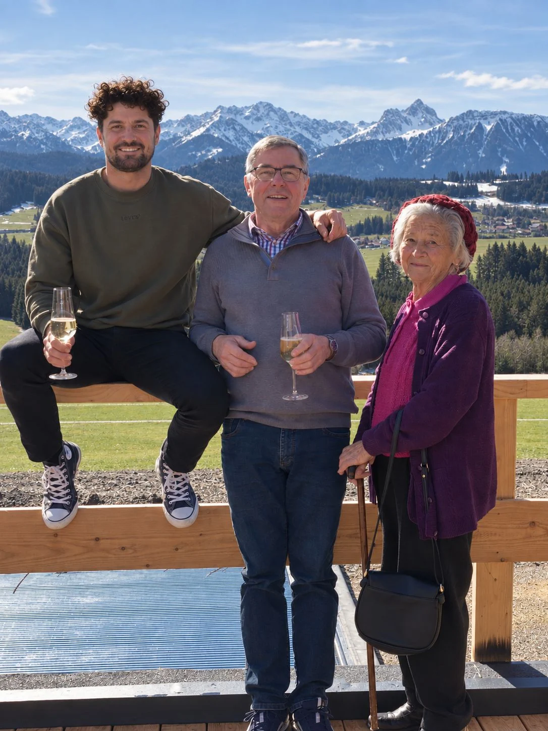Johannes Fischer mit Vater und Großmutter